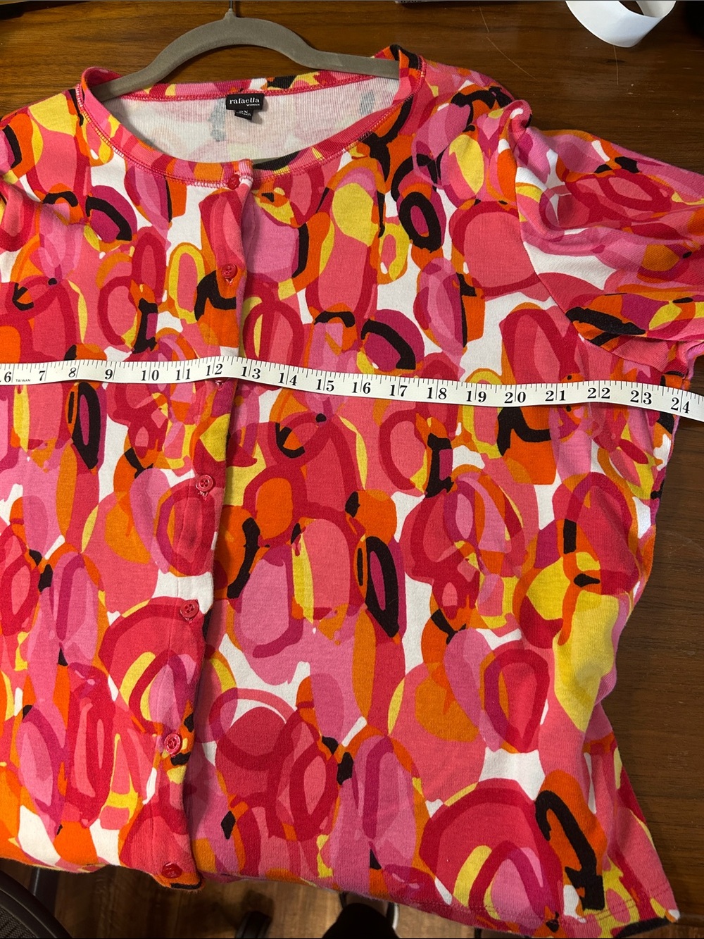 Rafaella Pink Orange Yellow Multi-Color Button Front Top - Picture 8 of 9